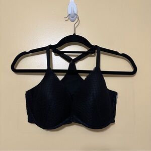 Aerie Everyday Plunge Lace Racerback Front Clasp Bra 36DD Black